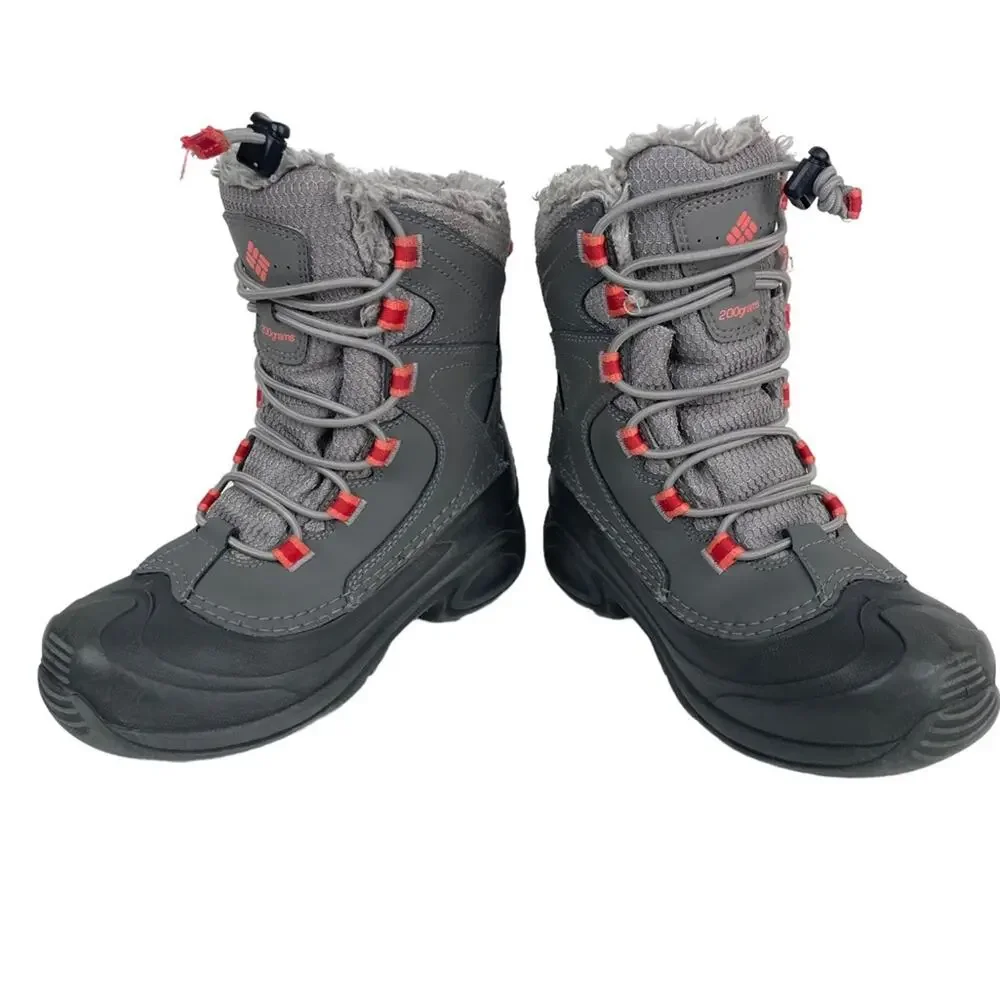 Columbia Bugaboot III Gray Pink Insulated Waterproof Boot Size 1 (Little kid)